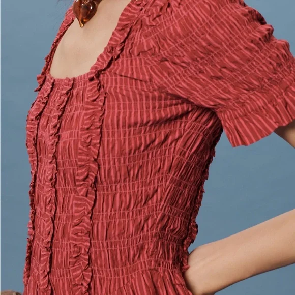 NWT Damson Madder Rapheala Shirred Midi Dress size 4 - Picture 2 of 6